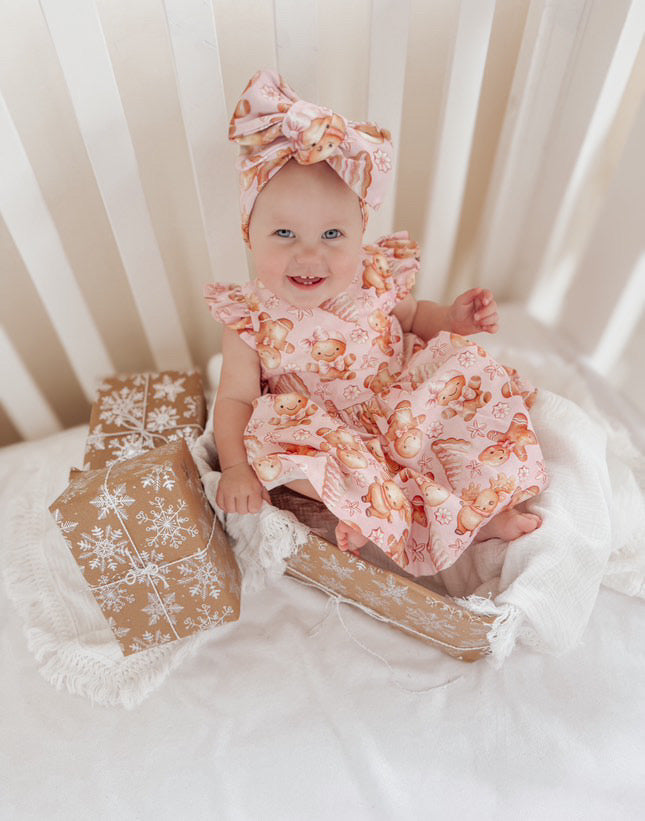 Oversized Bow Headband, Top Knots, Baby Girl Bow: Gingerbread Pink