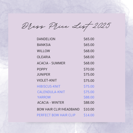 Dress Price List