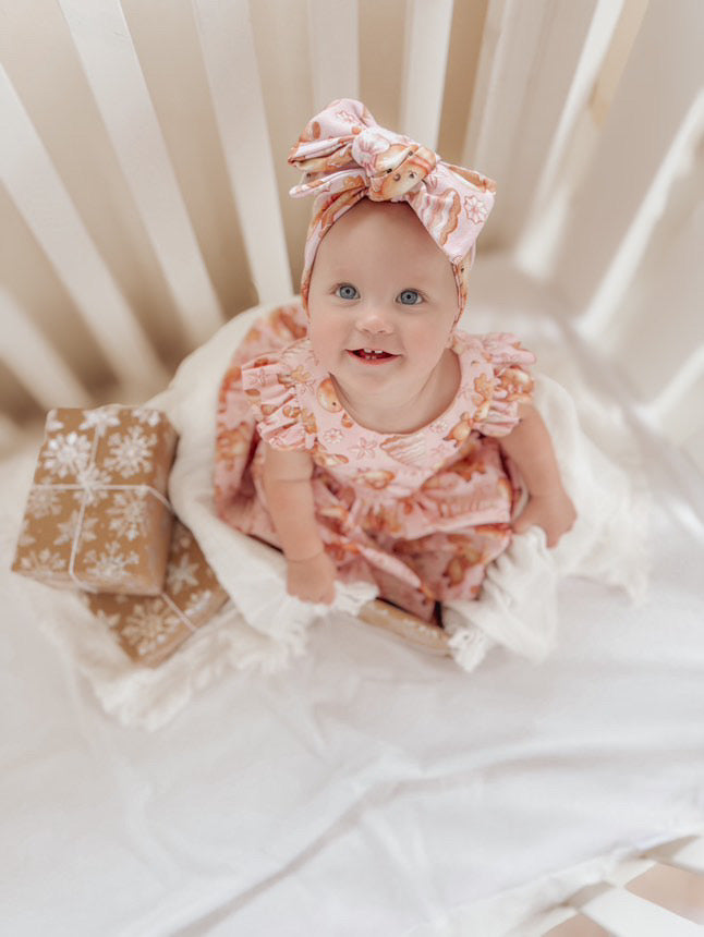 Oversized Bow Headband, Top Knots, Baby Girl Bow: Gingerbread Pink