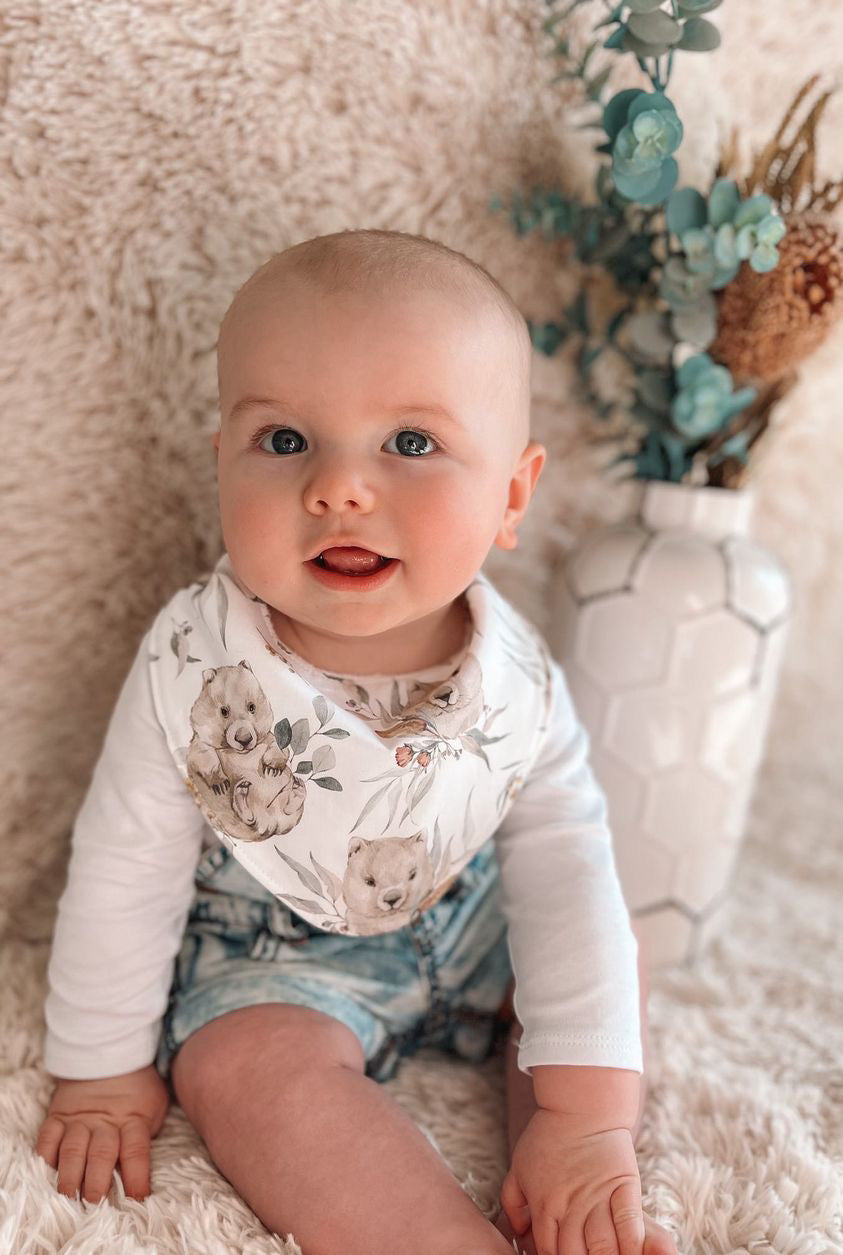 Gender Neutral Wombat Bib - Cute Bandana Style for New Moms and Babies