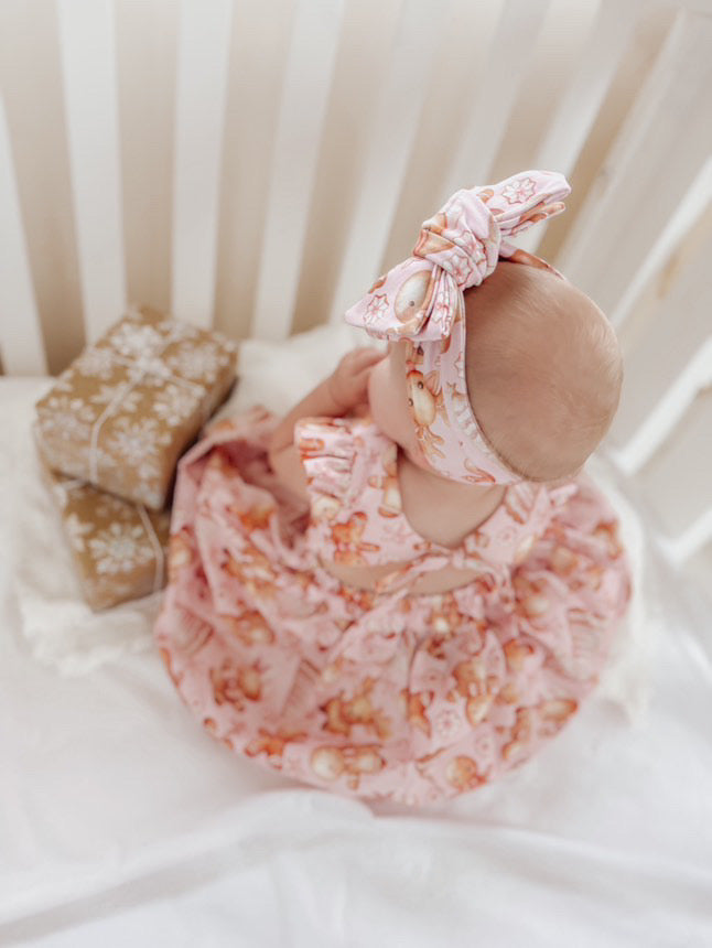 Oversized Bow Headband, Top Knots, Baby Girl Bow: Gingerbread Pink