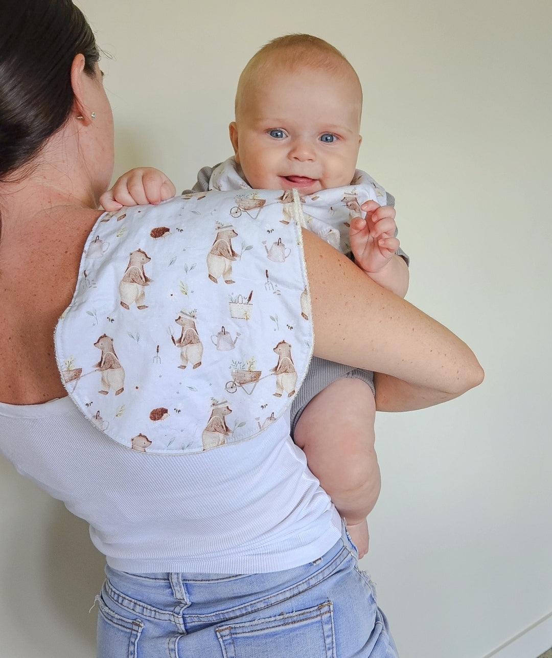 Sage Green Gingham Baby Burp Cloth