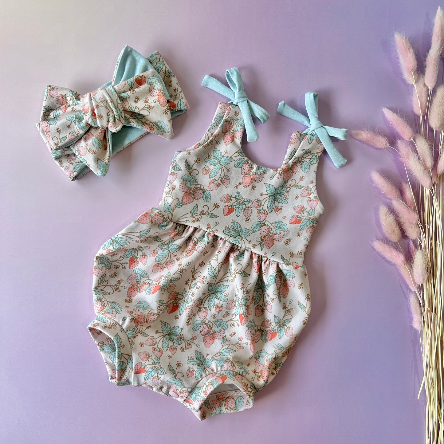 Brielle bubble romper-summer: Strawberry Bliss