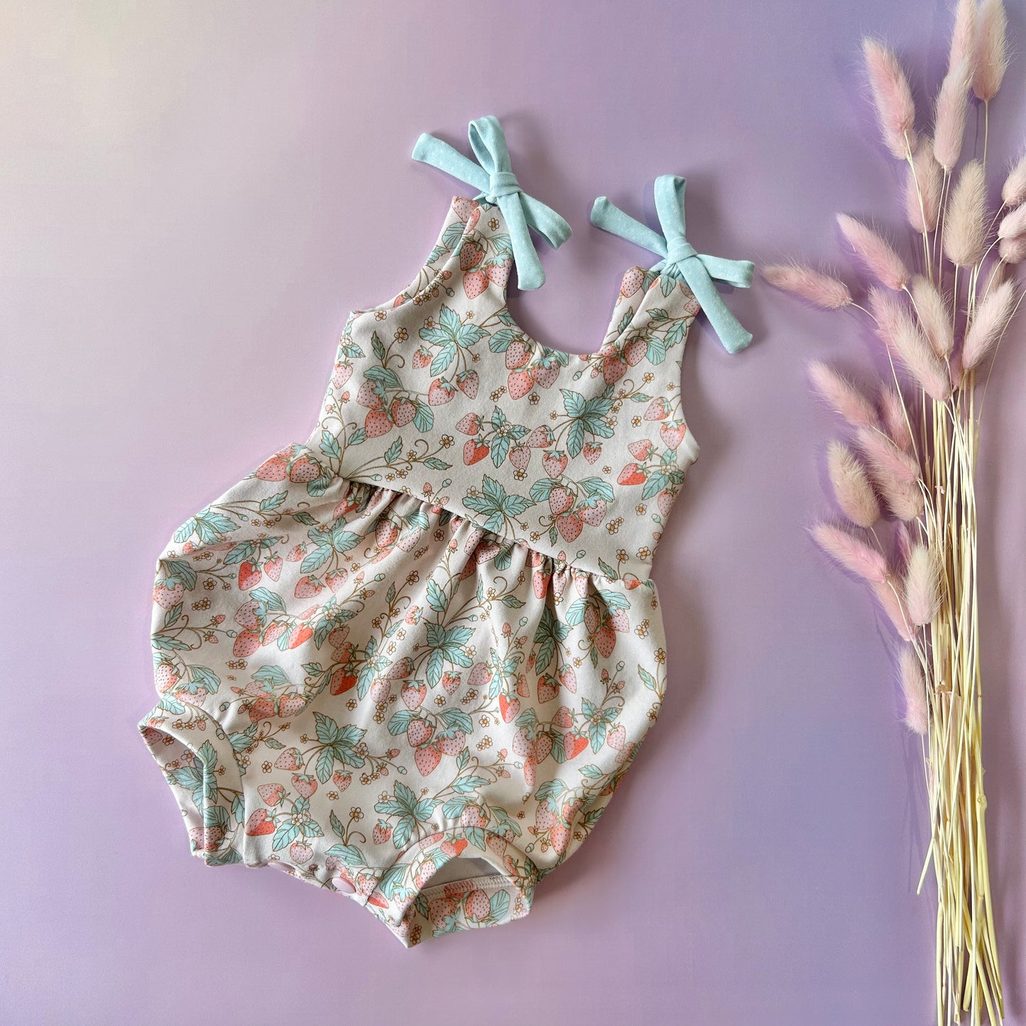 Brielle bubble romper-summer: Strawberry Bliss