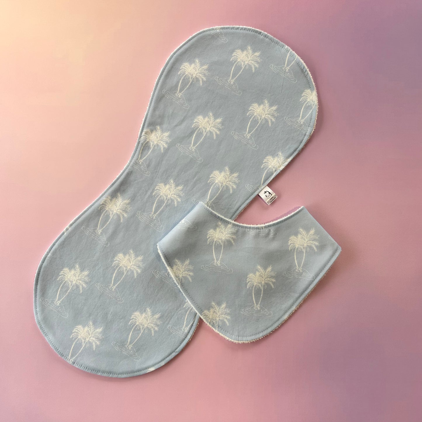 Palm Trees Blue Baby Burp Cloth