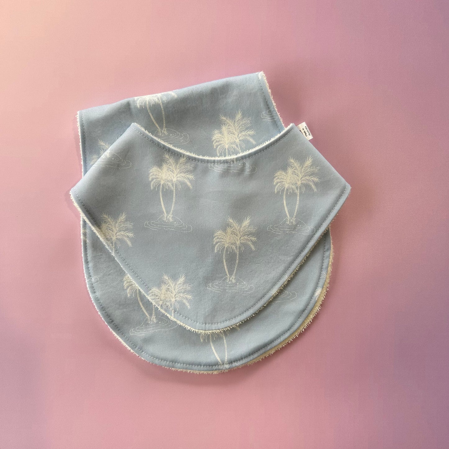 Palm Trees Blue Bib - Cute Bandana Style for New Moms and Babies, Baby Shower Gift