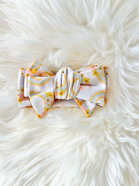 Oversized Bow Headband, Top Knots, Baby Girl Bow: Rainbow