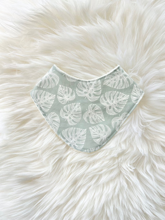 Gender Neutral Sage Leaves Bib - Cute Bandana Style for New Moms and Babies, Baby Shower Gift