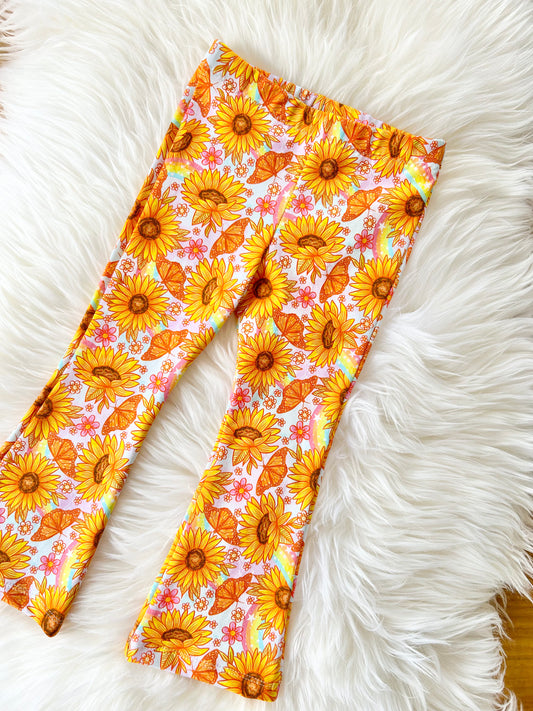 Adorable Floral Flare Pants for Babies & Toddlers: Sunflower & Rainbow