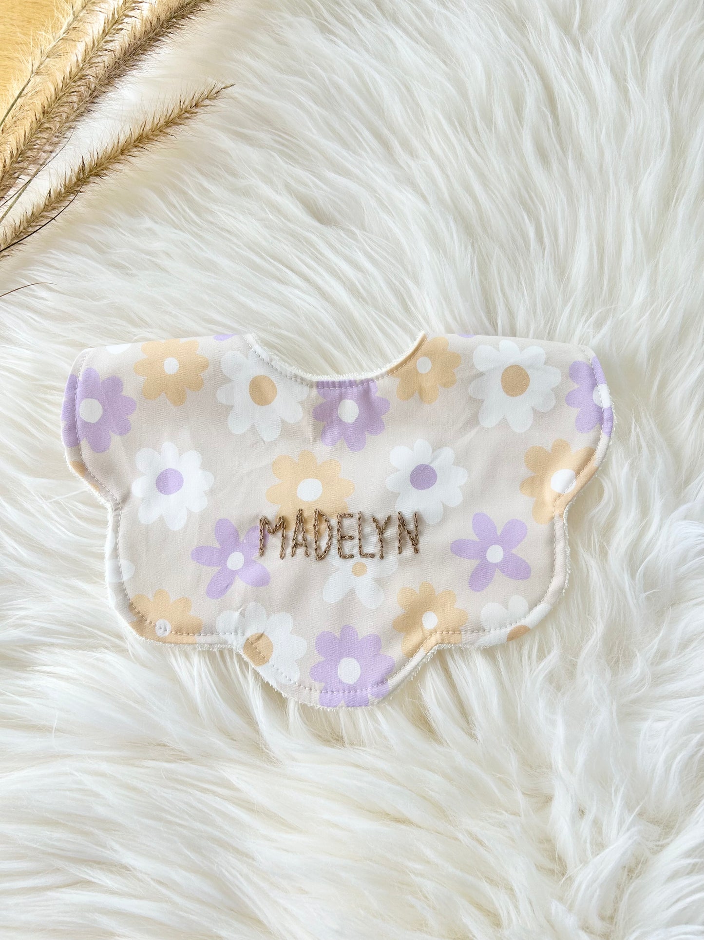 Adorable Personalised Baby Bib: Riley Scalloped Bib