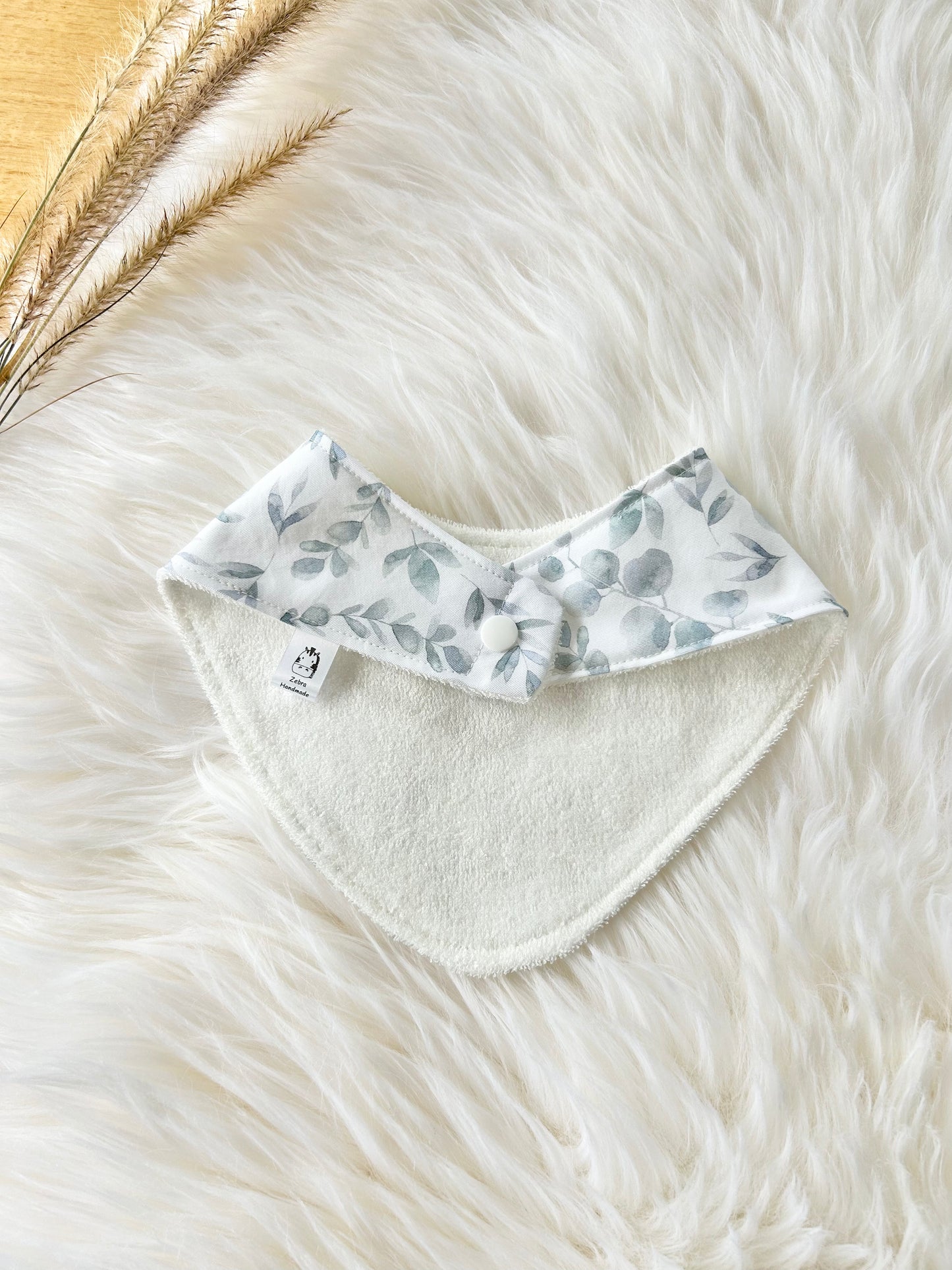 Gender Neutral Silver Eucalyptus Bib - Cute Bandana Style for New Moms and Babies