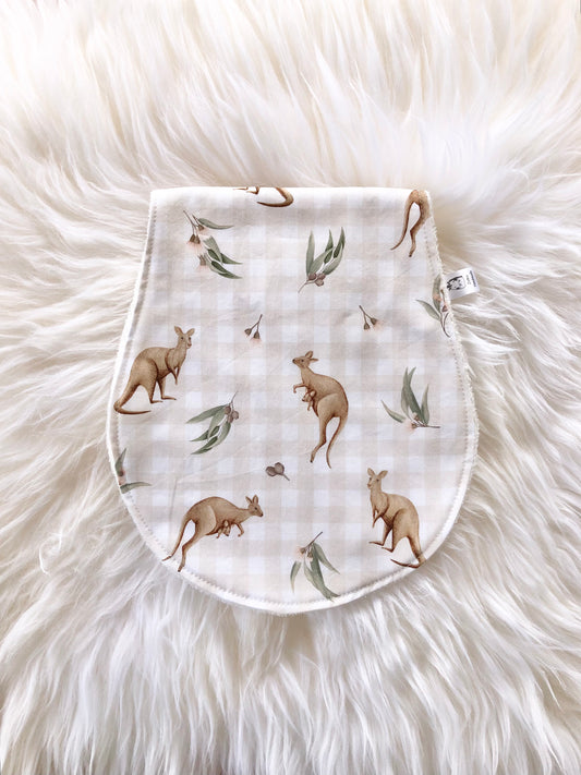 Kangaroo Gingham Baby Burp Cloth