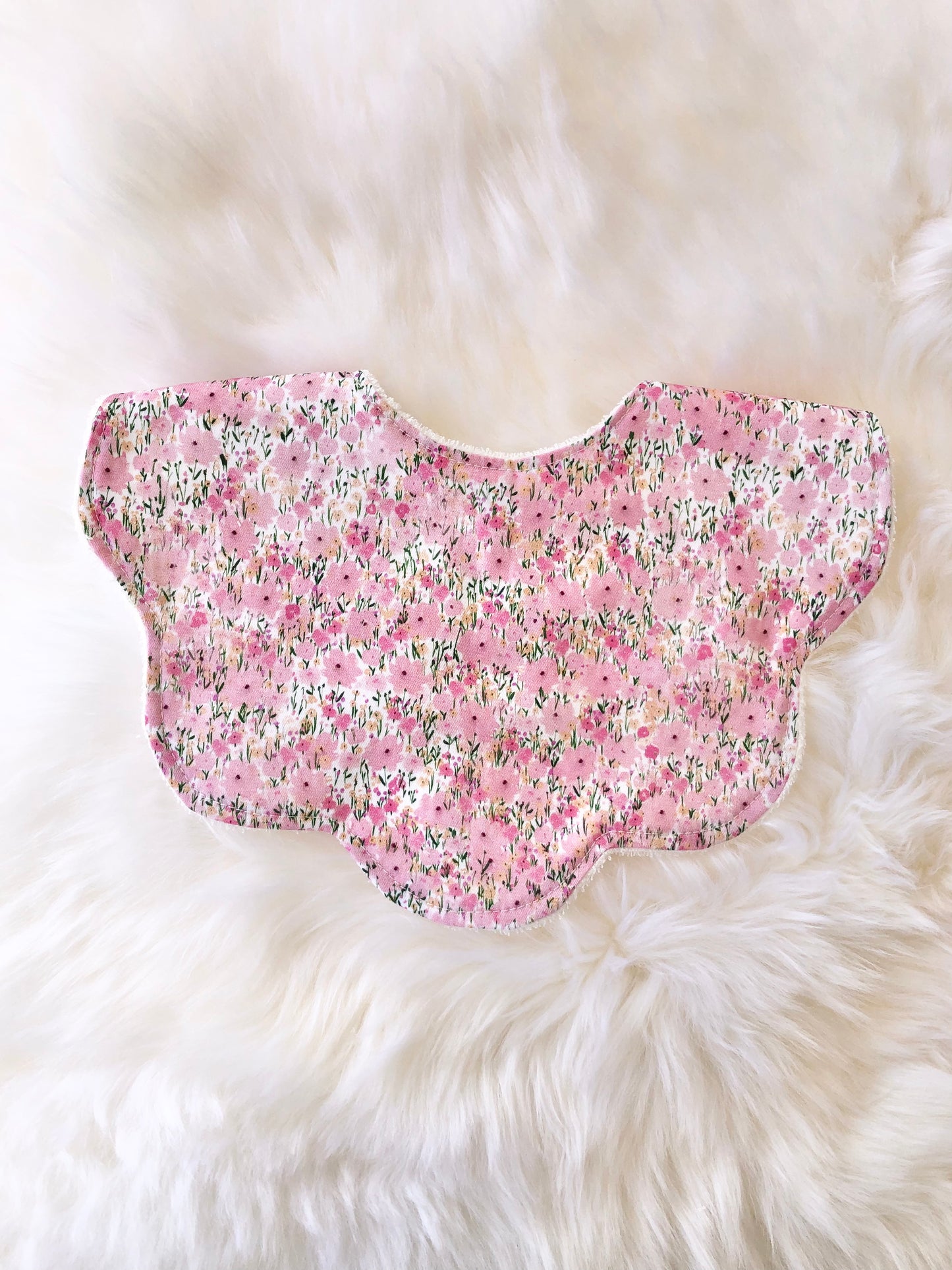 Adorable Baby Girl Bib, Scalloped Style Bib: Pink Floral