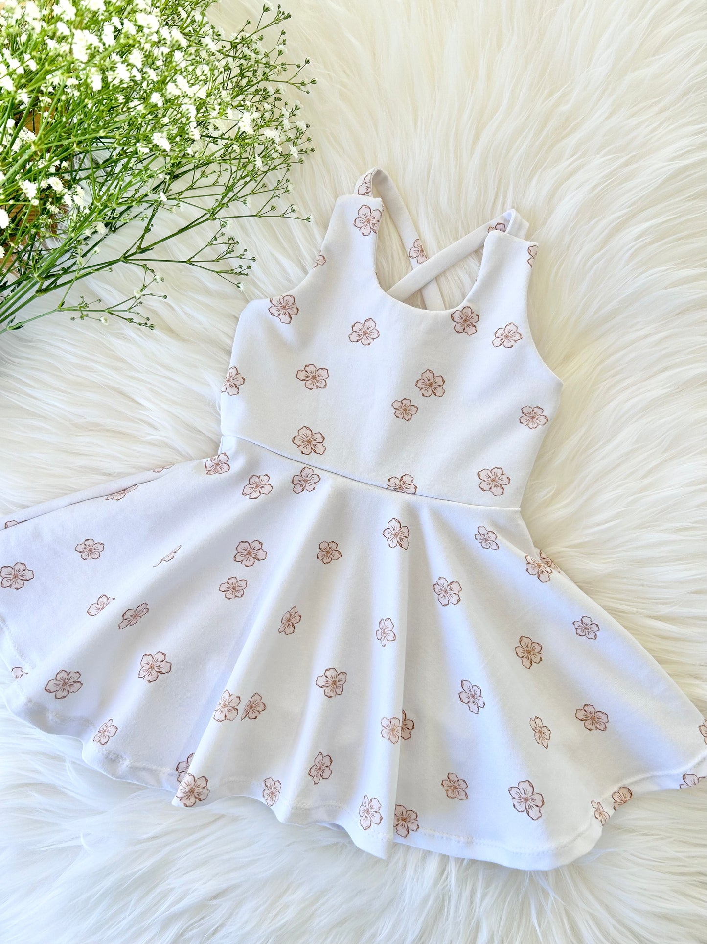 One-piece skirted romper: Butterflowers